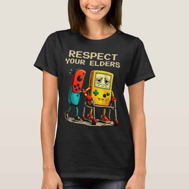Camiseta Respect Your Elders Retro Gaming Funny Gamer Contr (Anverso)