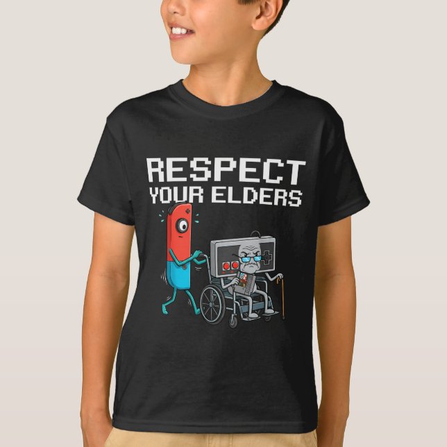 Camiseta Respect Your Elders Retro Gaming Funny Gamer Contr (Anverso)