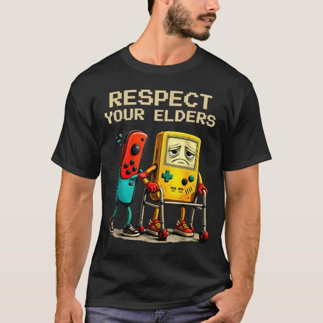 Camiseta Respect Your Elders Retro Gaming Funny Gamer Contr (Anverso)