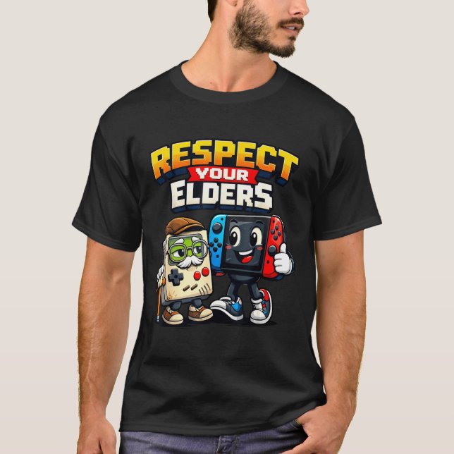 Camiseta Respect Your Elders Retro Gaming Funny Gamer Contr (Anverso)