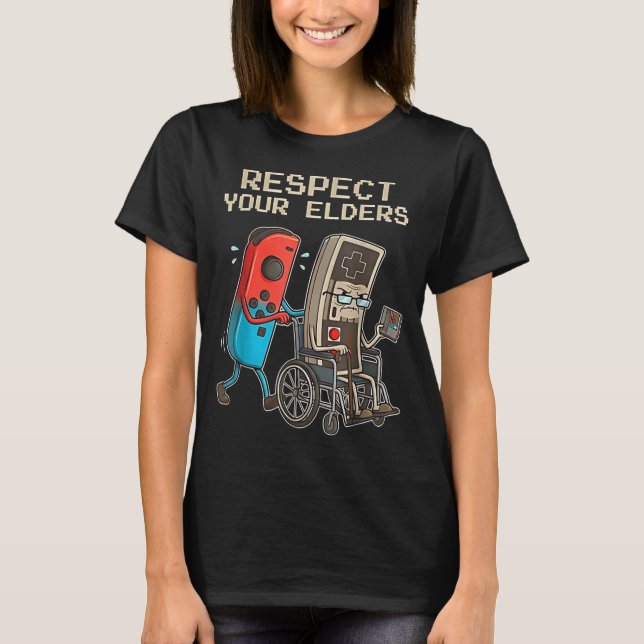 Camiseta Respect Your Elders Retro Gaming Funny Gamer Contr (Anverso)