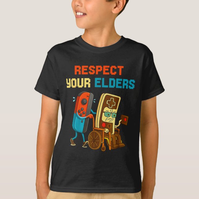 Camiseta Respect Your Elders Retro Gaming Funny Gamer Contr (Anverso)