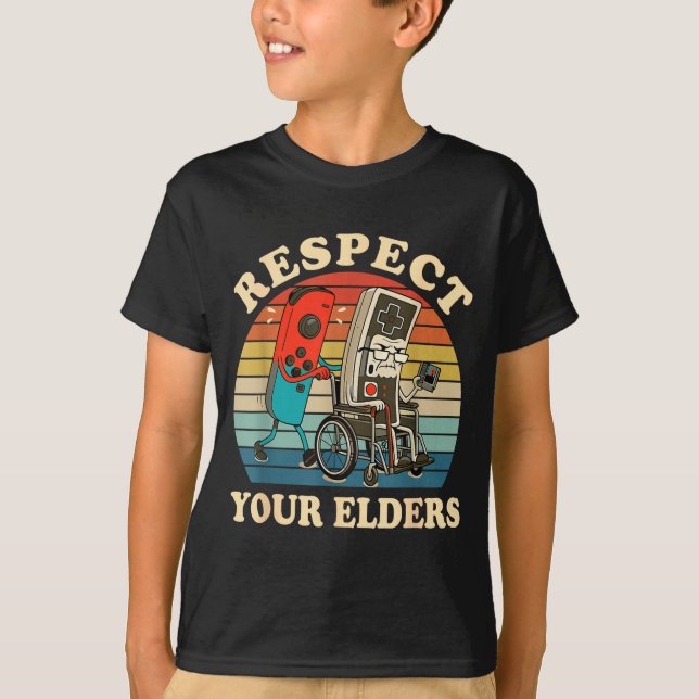 Camiseta Respect Your Elders Retro Gaming Funny Gamer Contr (Anverso)