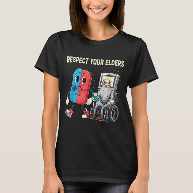 Camiseta Respect Your Elders Retro Gaming Funny Gamer Contr (Anverso)