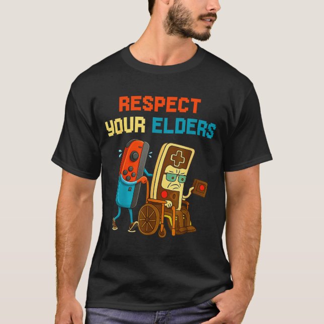 Camiseta Respect Your Elders Retro Gaming Funny Gamer Contr (Anverso)