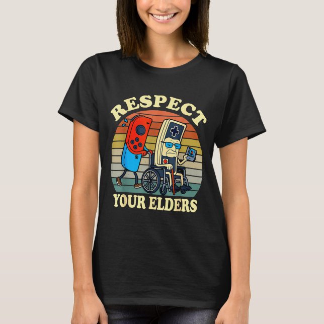 Camiseta Respect Your Elders Retro Gaming Funny Gamer Contr (Anverso)