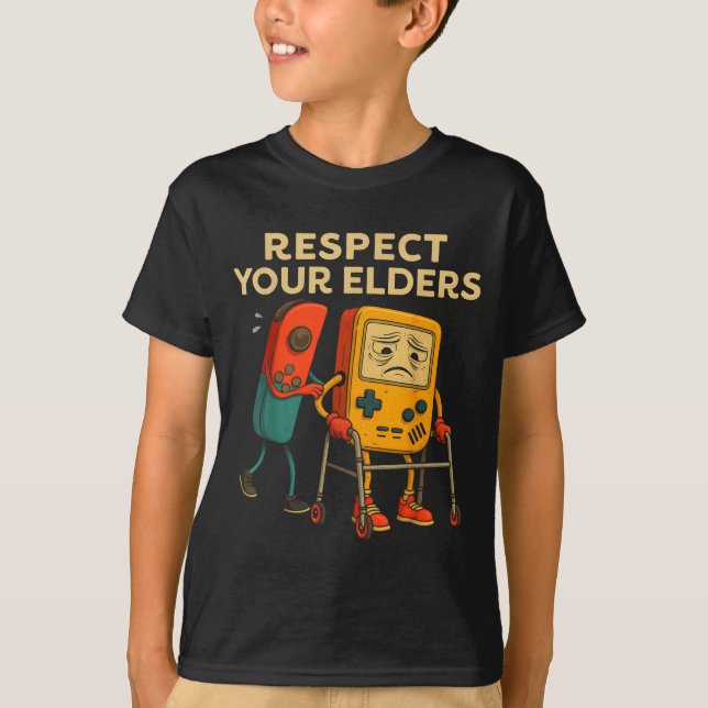 Camiseta Respect Your Elders Retro Gaming Funny Gamer Contr (Anverso)