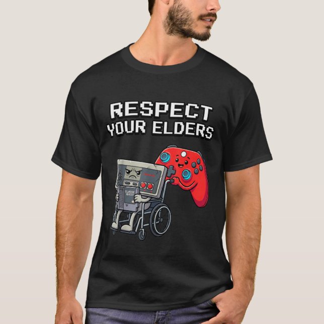 Camiseta Respect Your Elders Retro Gaming Funny Gamer Contr (Anverso)