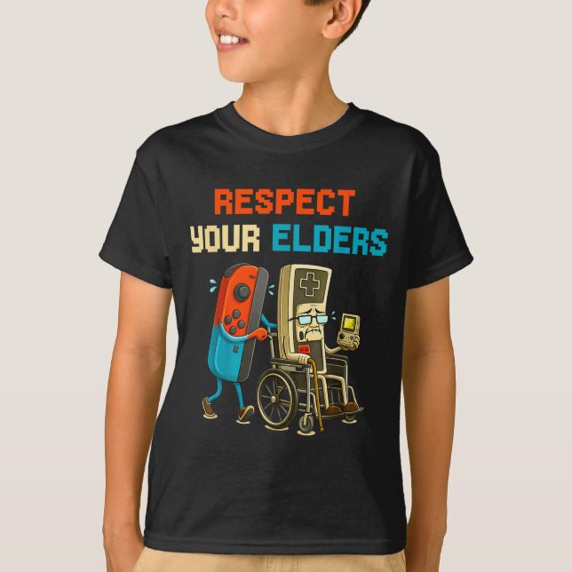 Camiseta Respect Your Elders Retro Gaming Funny Gamer Contr (Anverso)