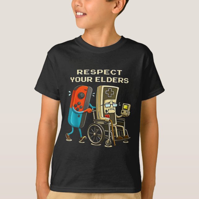 Camiseta Respect Your Elders Retro Gaming Funny Gamer Contr (Anverso)