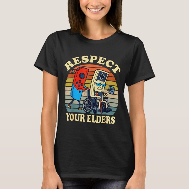 Camiseta Respect Your Elders Retro Gaming Funny Gamer Contr (Anverso)