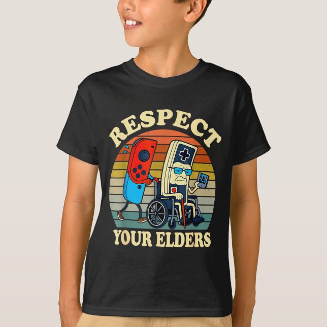 Camiseta Respect Your Elders Retro Gaming Funny Gamer Contr (Anverso)