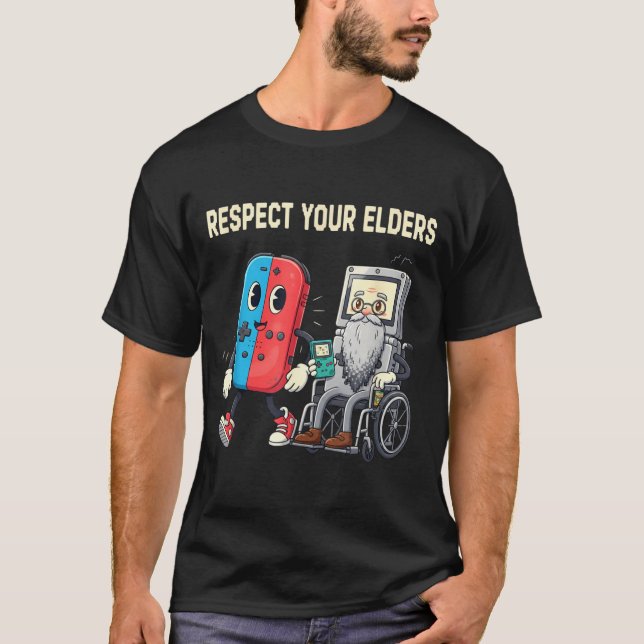 Camiseta Respect Your Elders Retro Gaming Funny Gamer Contr (Anverso)