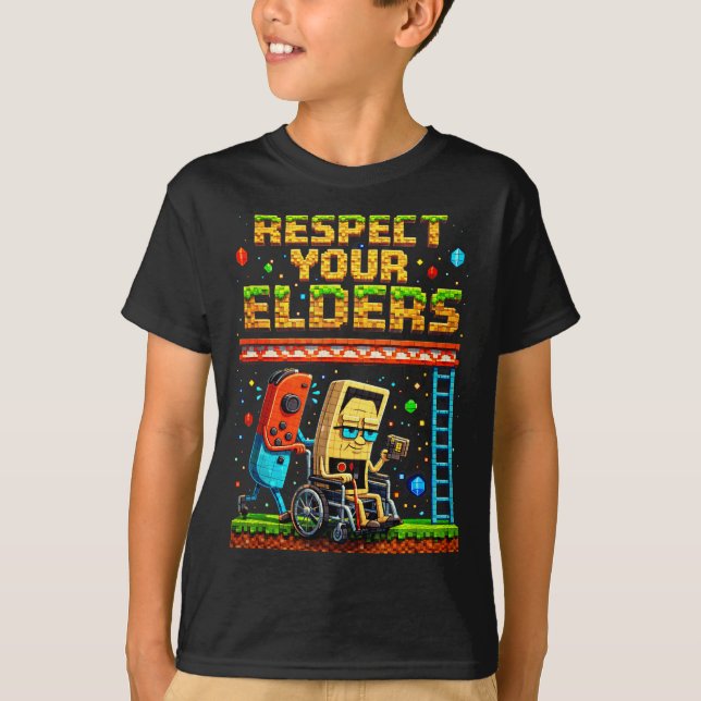 Camiseta Respect Your Elders Retro Gaming Xel Gamer Control (Anverso)