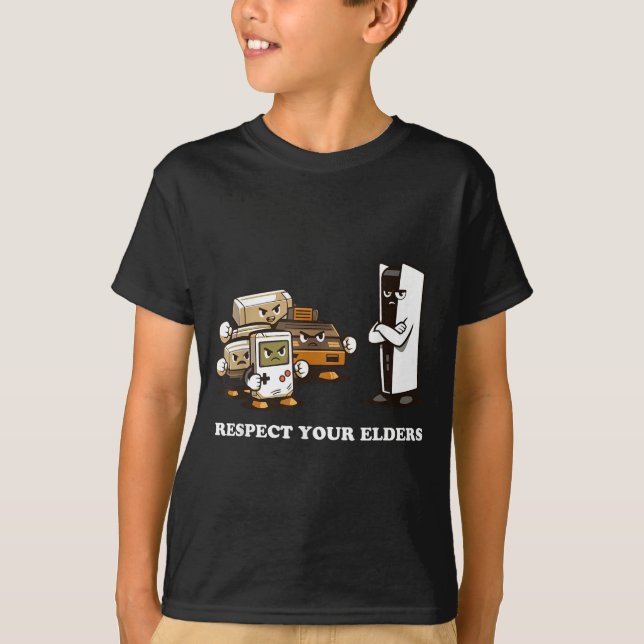 Camiseta Respect Your Elders T Retro 90s Gaming  (Anverso)