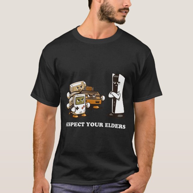 Camiseta Respect Your Elders T Retro 90s Gaming  (Anverso)