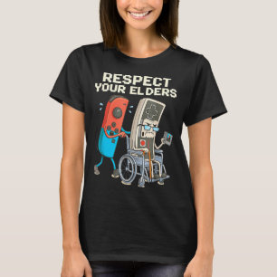 Camiseta Respeta a los mayores jugando retro divertido cont