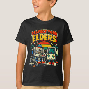 Camiseta Respeta a los mayores retro gaming divertido jugad