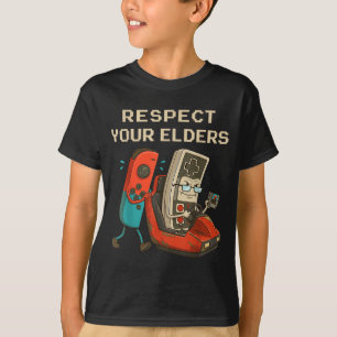 Camiseta Respeta a tus mayores Retro Gaming divertido Gamer