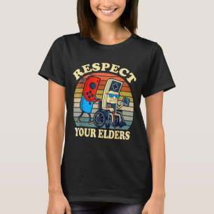 Camiseta Respeta a tus mayores Retro Gaming divertido Gamer
