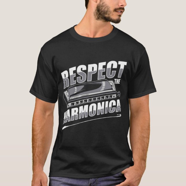 Camiseta respetar la harmónica instrumento boca arp harmon (Anverso)