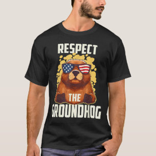 Camiseta Respetar la marmota bandera vintage de Estados Uni
