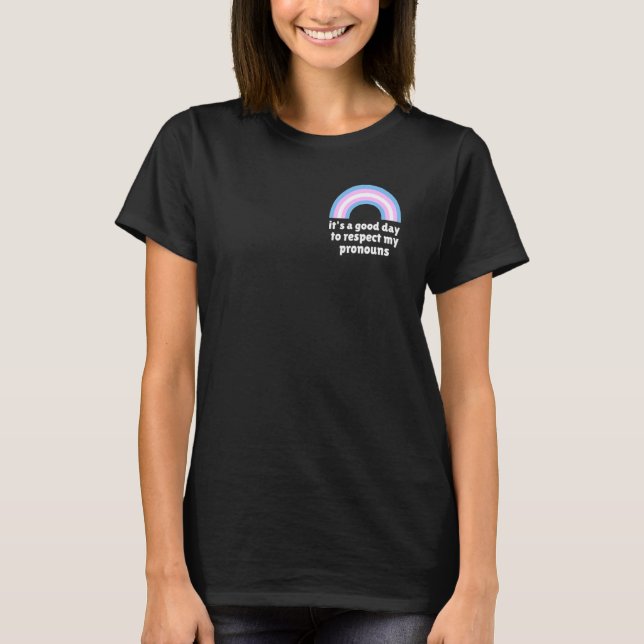 Camiseta Respetar Mis Pronombres Trans Arcoíris Derechos Ga (Anverso)