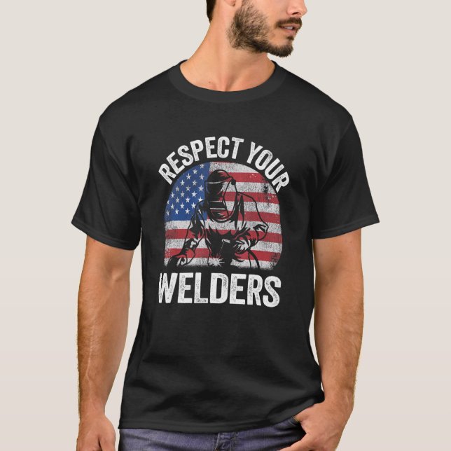 Camiseta Respete a sus soldadores Steel American Flag Vinta (Anverso)