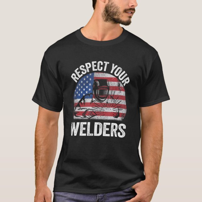 Camiseta Respete a sus soldadores Steel American Flag Vinta (Anverso)