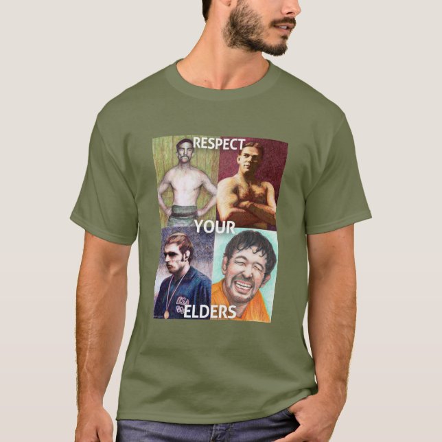 Camiseta Respete sus ancianos (la edición de lucha) (Anverso)