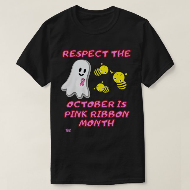 Camiseta "RESPETO A LAS ABEJAS BOO" Cinta rosa divertida (Diseño del anverso)