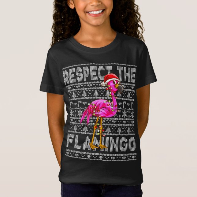 Camiseta Respeto A Los Navidades Flamingo Flamingos Rosados (Anverso)