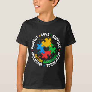 Camiseta Respeto Amor Apoyo Rompecabezas Conciencia del Aut