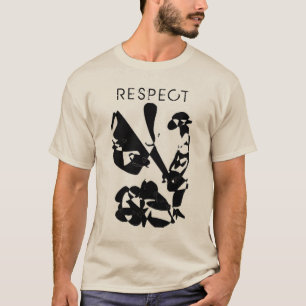 Camiseta "Respeto" con letras negras, gráfico abstracto