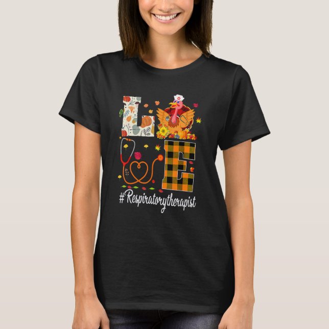 Camiseta Respiratory Therapist Love Thanksgiving Leopard  T (Anverso)
