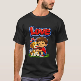 Camiseta Resplandor de Amor – Niño y Perro Abrazo