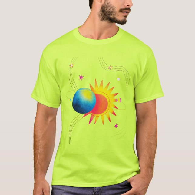 Camiseta Resplandor de eclipse cósmico. (Anverso)