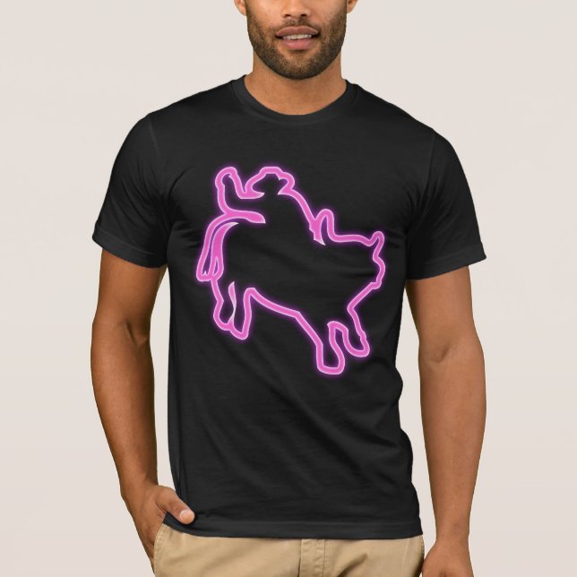 Camiseta Resplandor de neón del vaquero del rodeo de la (Anverso)