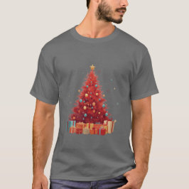 Camiseta Resplandor Festivo Rojo Real: Árbol de Navidad Pre