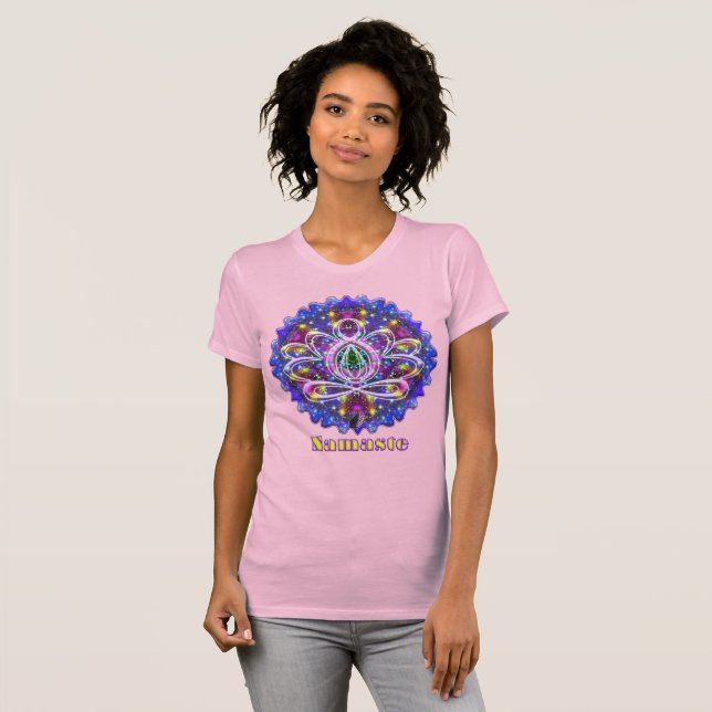 Camiseta Resplendante Zen Lotus Namaste (Anverso completo)