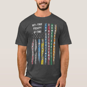 Camiseta Responsables iniciales bandera policía bombero