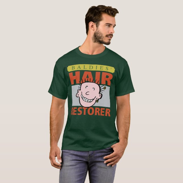Camiseta Restaurador De Pelo De Baldies. Hombre calvo (Anverso completo)