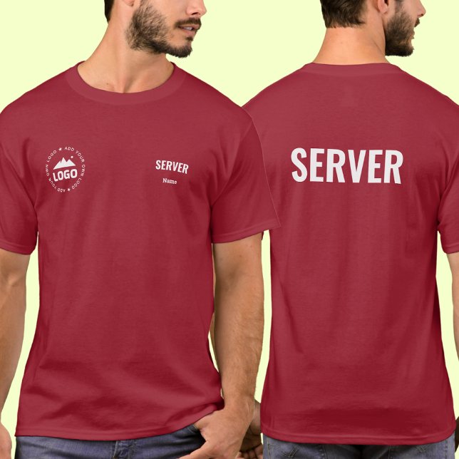 Camiseta Restaurant Server T-Shirt Uniform Custom Name Logo (Subido por el creador)