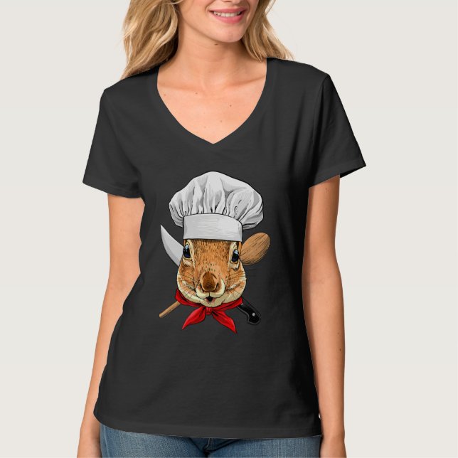 Camiseta Restaurant Squirrel Chef Cook Kitchen Cooking  Rod (Anverso)