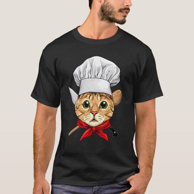 Camiseta Restaurante Cat Kitten Chef Cocina Cocina Cocina C (Anverso)