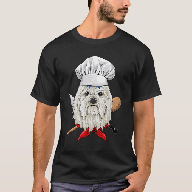 Camiseta Restaurante Chef maltés Cocinar Cocina Perro malté (Anverso)