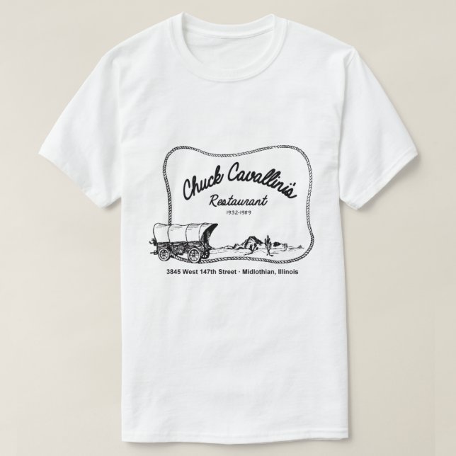 Camiseta Restaurante Chuck Cavallin, Midlothian, IL (Diseño del anverso)