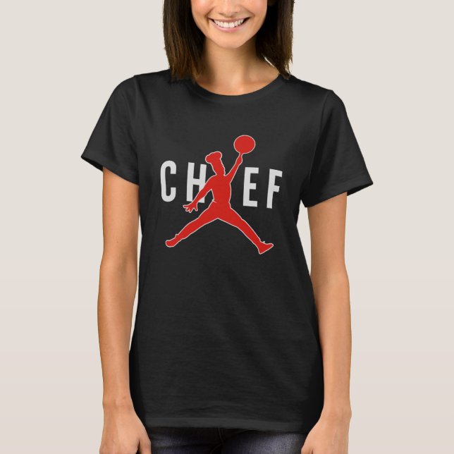 Camiseta Restaurante Divertido Chef Saltando con Sartén (Anverso)