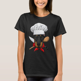 Camiseta Restaurante Doberman Pinscher Chef Cocina Cocinero