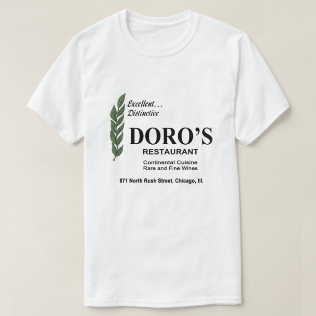 Camiseta Restaurante Doro's, Rush Street, Chicago, IL (Diseño del anverso)